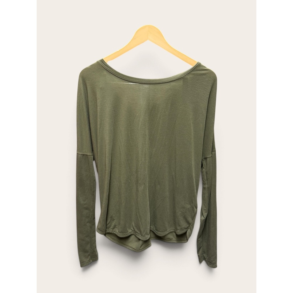 Prana Women Large Green Twist Back Long Sleeve Tencel Lyocell Blend Top